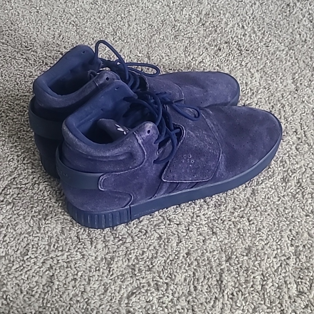 EUC Adidas Tubulae Invader Strap Suede Sneaker Dark Blue Men 10.5 - Picture 3 of 11